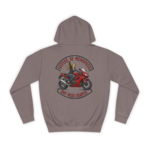 Funny Biker Hoodie for Women | Menopause Humour Motorcycle Hoodie | Menopause Chapter | Female Riders | Hot Mess Chapter Hoodie